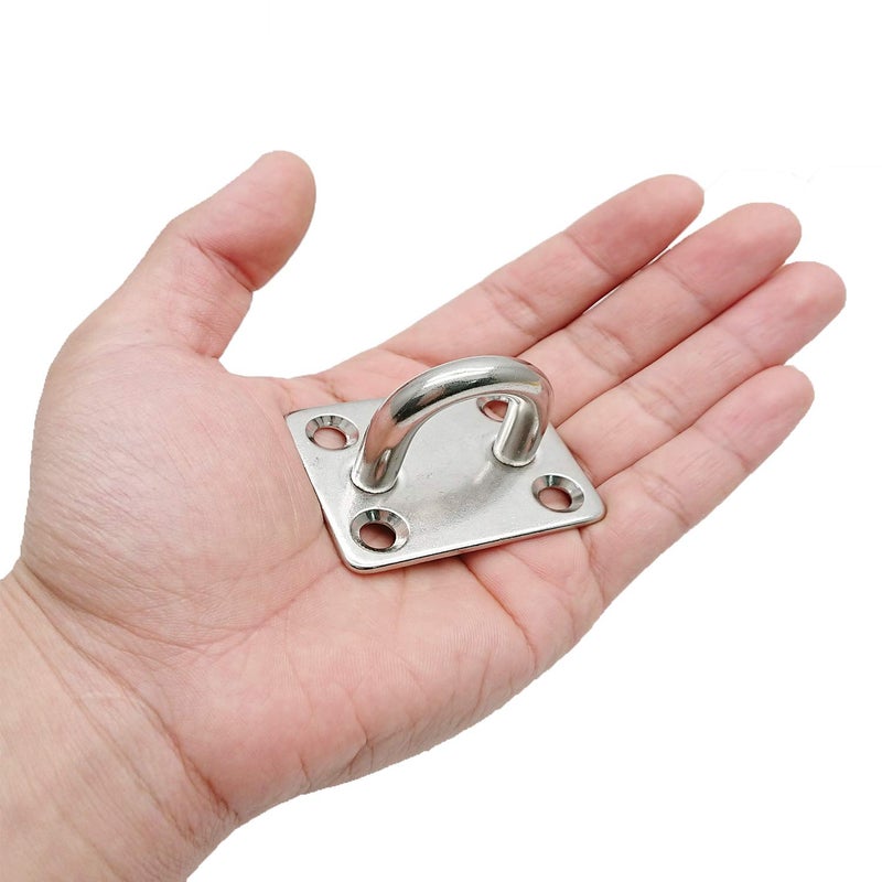 Hulless 4 Pcs 2 x 1.6 Inch 304 Stainless Steel Ceiling Hooks Pad Eyes Plate Marine Hardware Hooks with Screws - Image 4